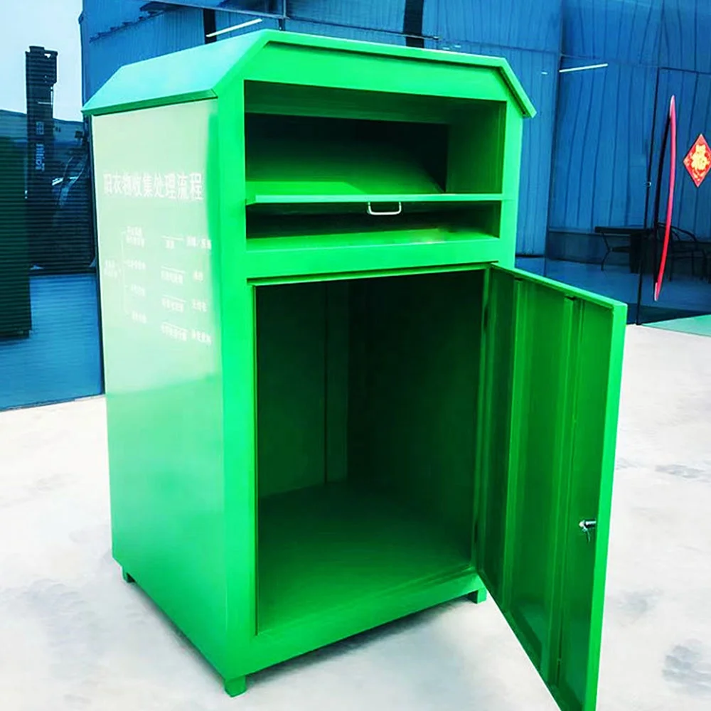 Sodor Manufacture Free Design Cost Project Steel Donation Recycle Bin Clothing Drop Large Capacity Recycling Bin for Charity
