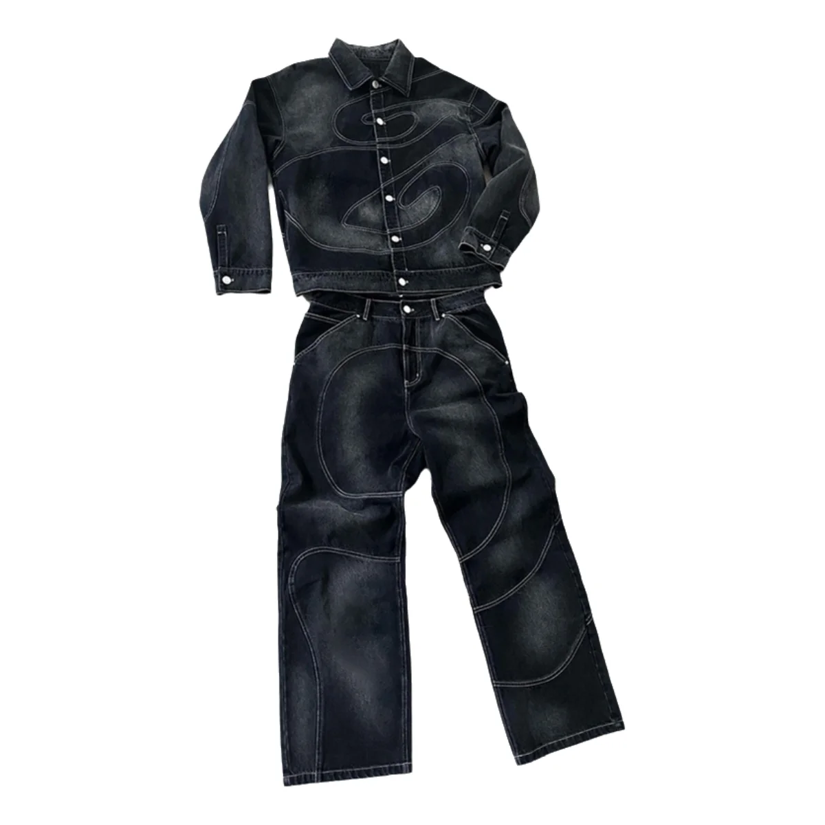 Custom Outfits Denim Jeans Jacket Sets Customized Man Clothing Street Wear High Quality Denim Pants Sets For Men