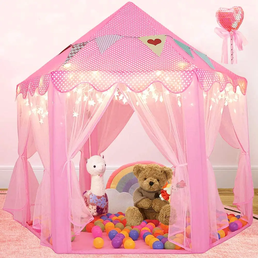 Тюлевая Шестигранная палатка, Детская декорация, игровая комната принцессы, игровой замок, палатка, игрушечная комната, оптовая продажа (1600151678230)