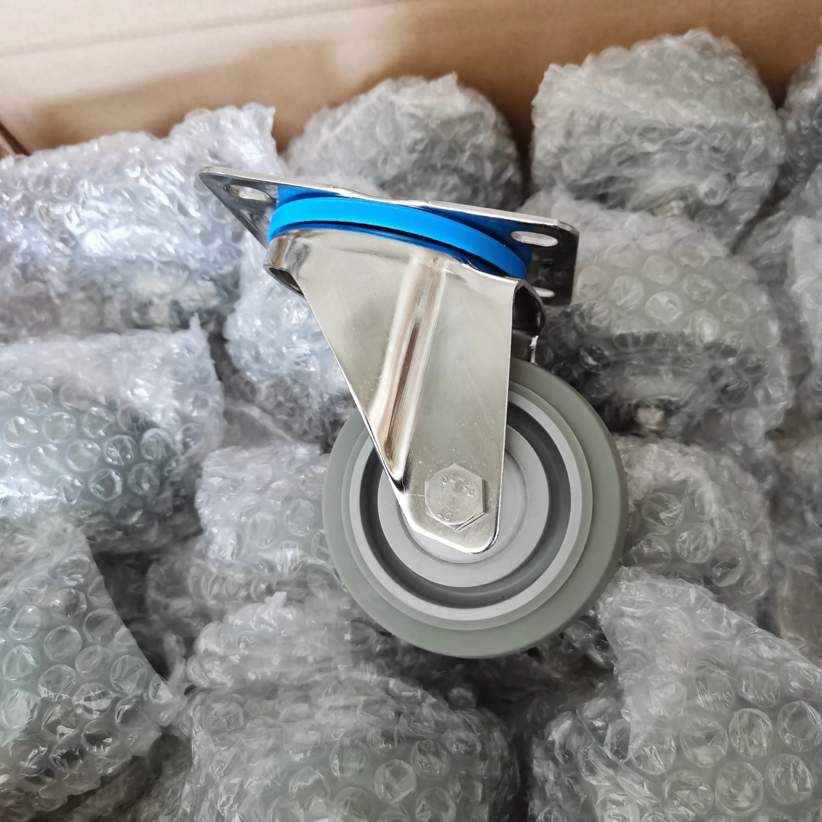 3 4 5Inch Industry Trolley Swivel Plate Stainless Steel 304 TPR Tread Caster Wheels