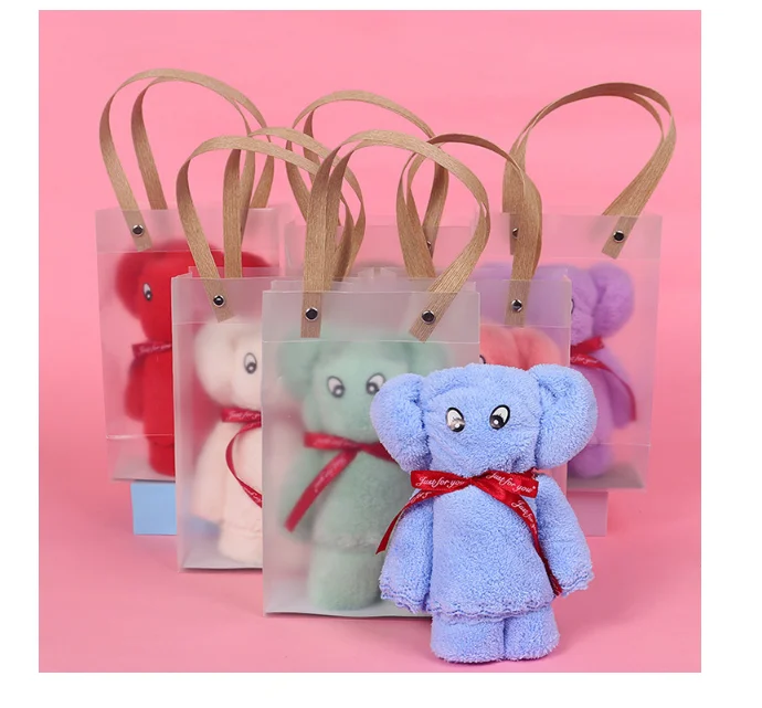 30*30 Wholesale coral velvet teddy bear towel creative gifts square towel cartoon  wedding ceremony hand washing  face towel