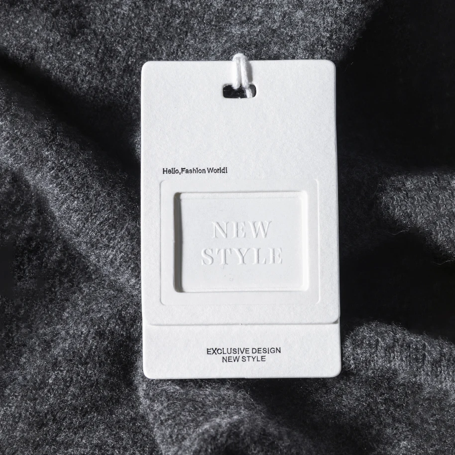 luxury custom logo printed recycled clothing garment jean swing paper hang tag Hangtag label sticker for clothing with hole