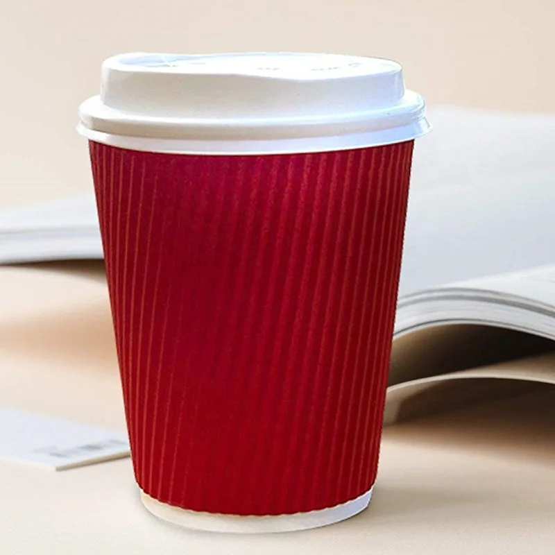 
Logo Printed Insulated Disposable Paper Coffee Cups for Hot Beverage Drinks To Go Tea Coffee Home Office Car Coffee Shop 