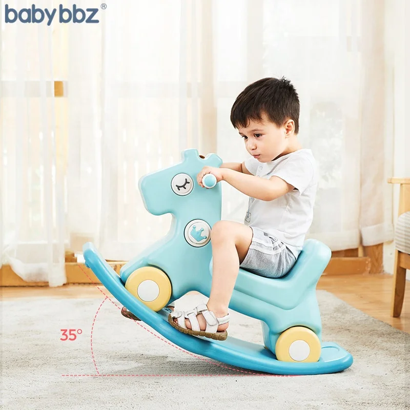 
BabyBBZ Rocking Horse for Children Indoor Playground Rocking Horse and Slide Car Toy for Baby-Pink 