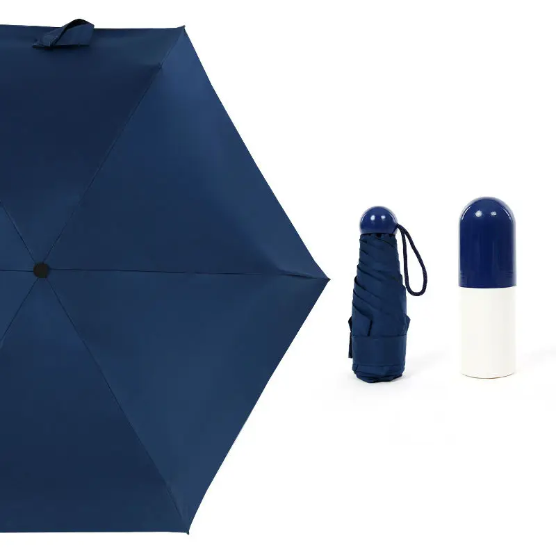Cheap Promotional Gift Super Light Anti UV Pocket Umbrella, Small Mini Umbrella with Cute Capsule Case,5 Folding Umbrella