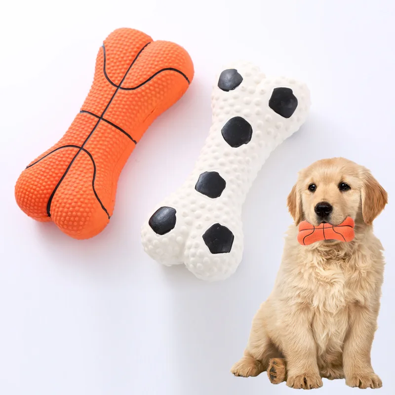 Dog bites chew bone shaped latex material voice toy pet interactive toys