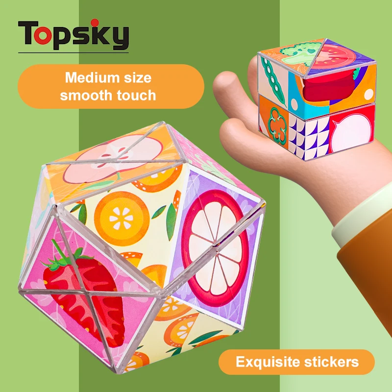 Creative Education 3D Changeable Magnetic Magic Cubes Puzzle Fidget Toys Colorful Folding Puzzle Cube Plastic Toys For Kids