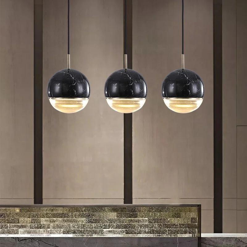 2022 new design nordic round indoor luxury fancy bathroom 220v kitchen ceiling chandelier globe metal marble pendant light