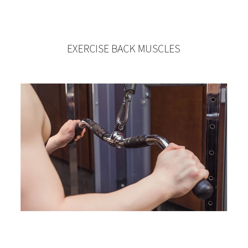 LS3020-LS3034 Pull Down Bar Handle with Grips Cable Machine Barbell Attachment Integrated Back Workout Gym Trainer