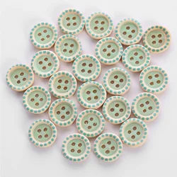 Hot-sale 15mm printed wooden button 4-holes wooden fashion buttons fine edge button
