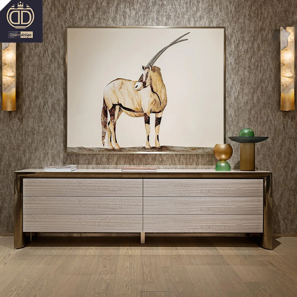 high end Italian design white 6 drawers chest modern luxury metal wood bedroom chest of drawers