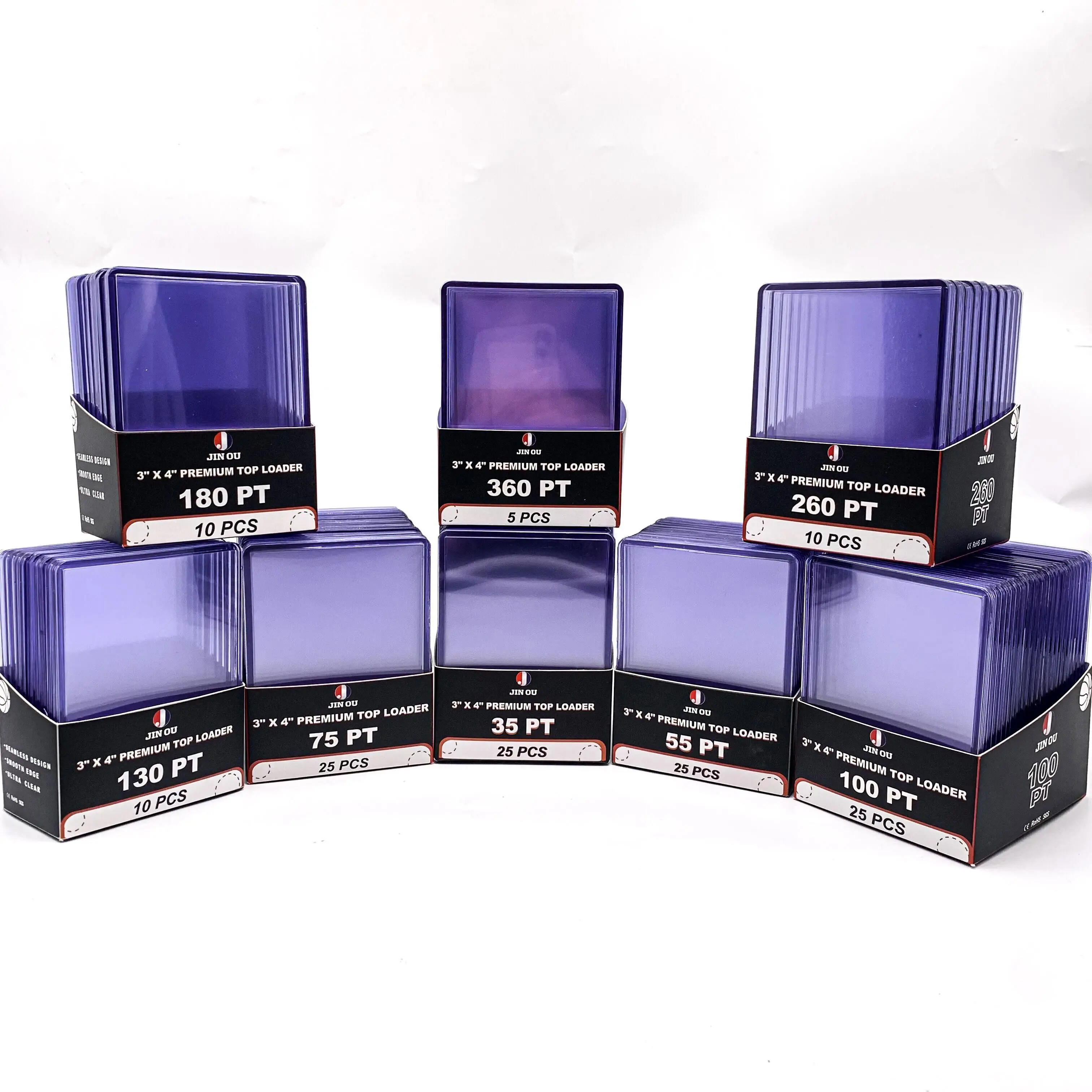 Wholesale stocked custom yugioh comic book top loaders super clear premium 3x4 white pvc toploaders