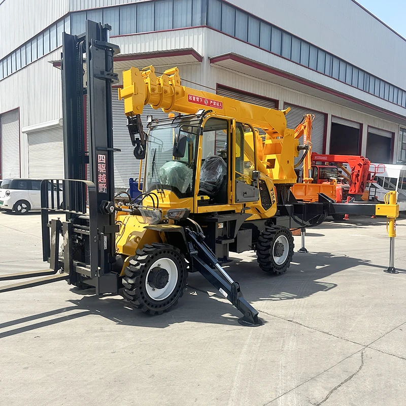 Four-wheel drive multi-purpose off-road forklift hydraulic lifting crane