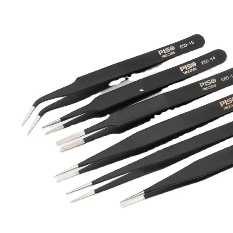 anti-static tweezer ESD 10 11 12 13 14 15 one bag six pcs inside Antistatic tweezers Stainless steel tweezer Service tool set