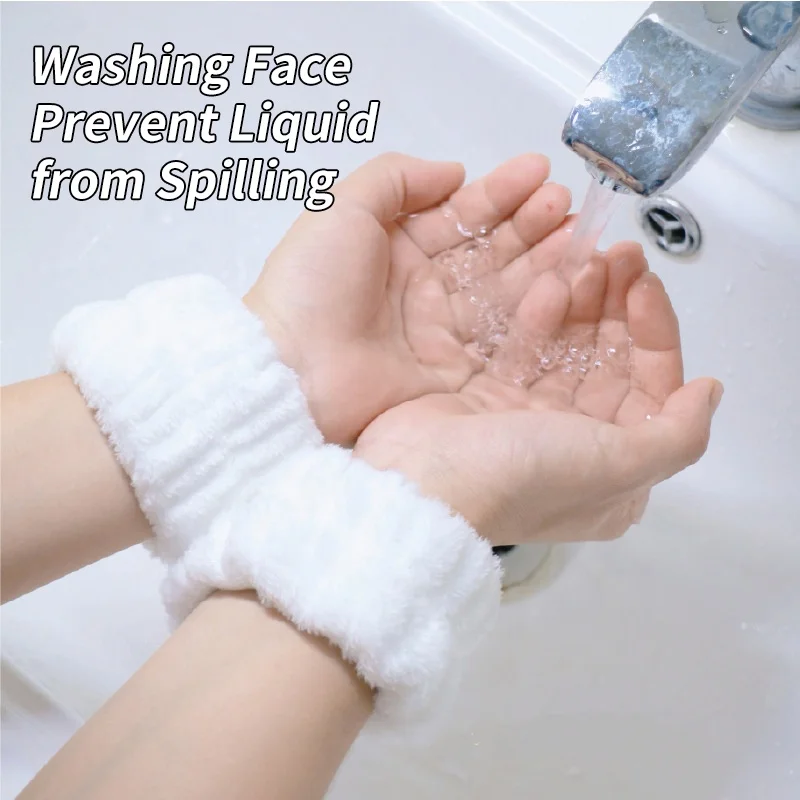 Towel Wristbands Flannel Face Wash Wristband Elastic Headband Scrunchies Cuffs Washband Wrist Towels For Washing Face