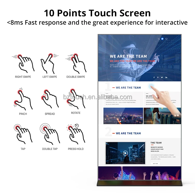 4K Light Box Display Touch Screen Vertical Lcd Panel Stand Advertising Display Led Advertising  Full hd Big Advertising Screen