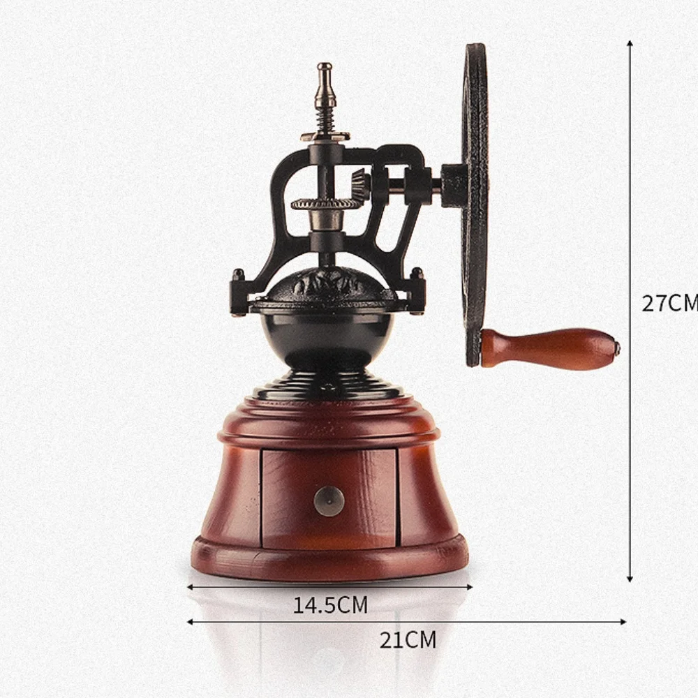 Hot Sale Retro Mill Manual Hand Crank Wooden Handle Classic Vintage Style Mill Coffee Grinder Machine