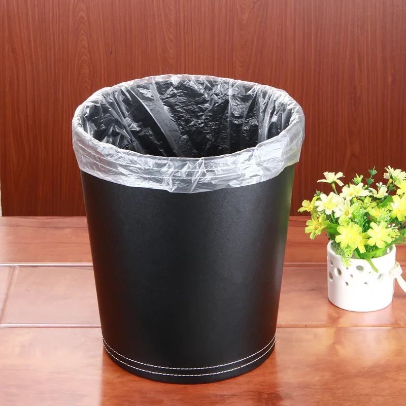Luxury hotel round PU faux leather smart trash can