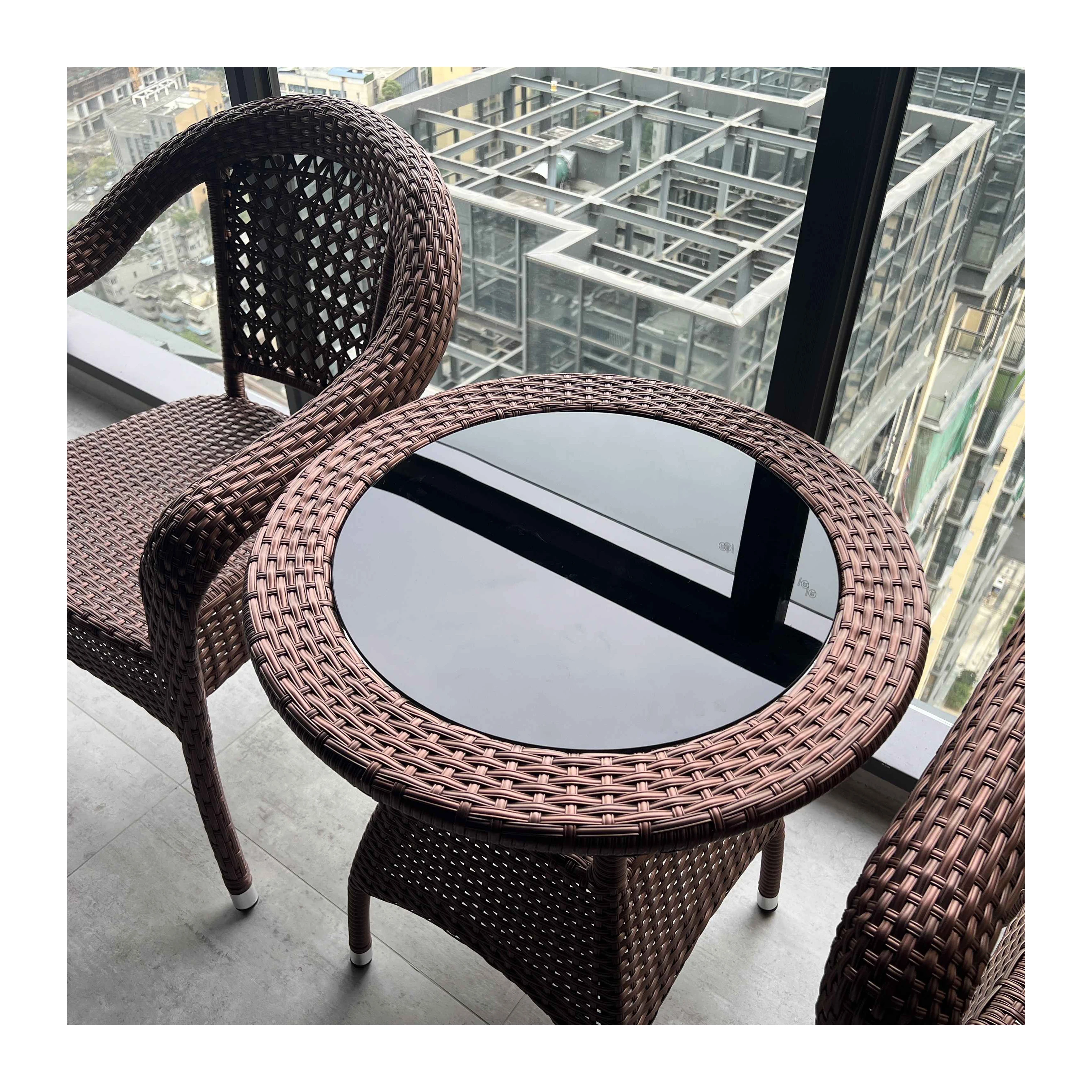 Outdoor table and chair courtyard outdoor outdoor balcony rattan woven waterproof sun protection leisure simple rattan chair