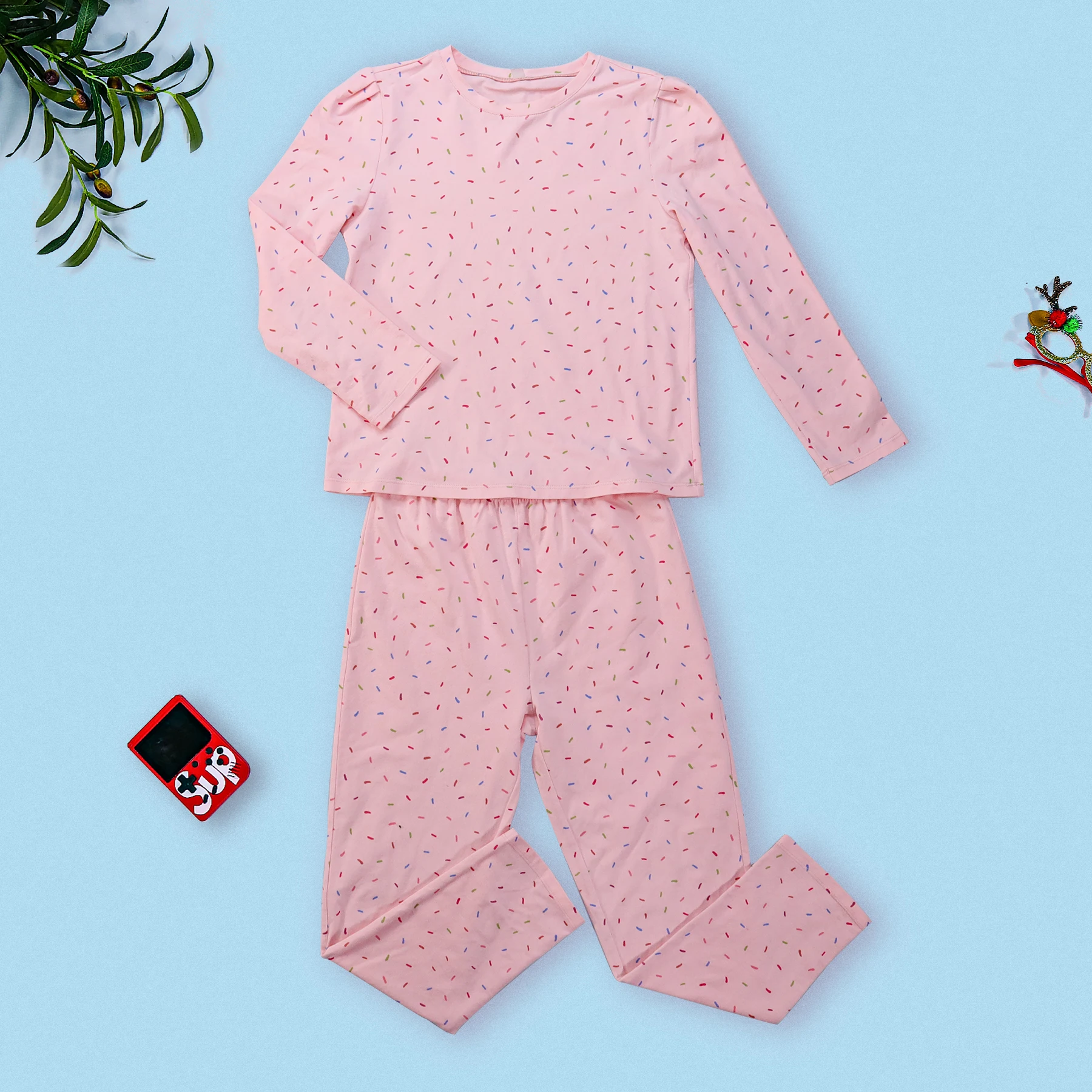 Custom quality Pajamas with custom prints Two Piece Kids sleepwear Casual Long Sleeve and Pants Girls home wear