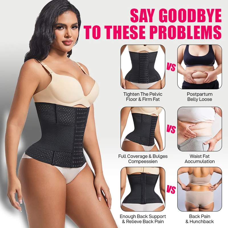 Fajas Colombianas Double Compression Waist Trainer Adjustable Zipper And Hook-Eyes Bone Women Body Shaper Flat Belly Corset