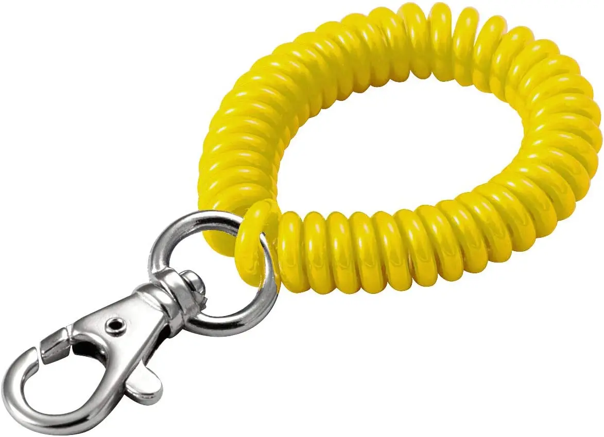 Wholesale Key Ring Colorful  Spiral Wrist Coil with Trigger Snap And Flexible Wrist Band Key Chain