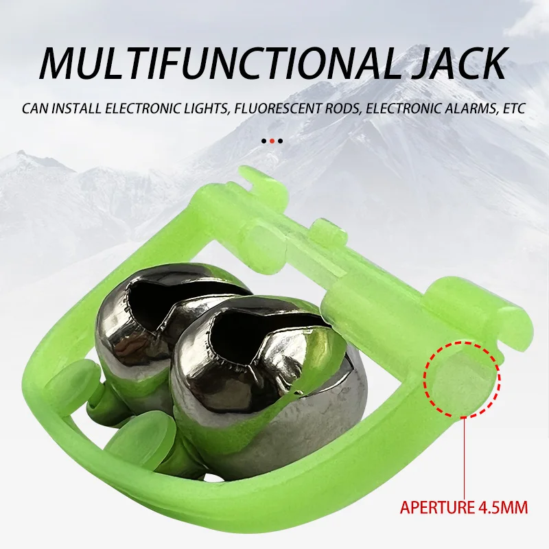 Arched Fishing Bells Fishing Rod Alarm Green Plastic Night Fishing Indicator Bait Double Bells Alarm