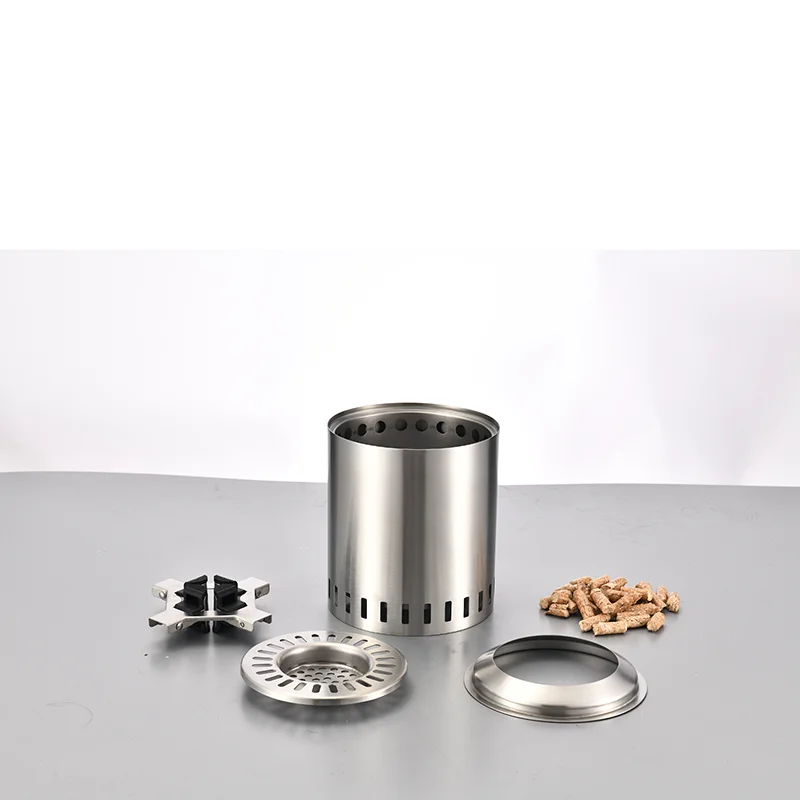 Smokeless Small Firewood Furnace Cooking Mini Stainless Steel Tabletop Fire Pit Outdoor Burning Wood Camp Stove