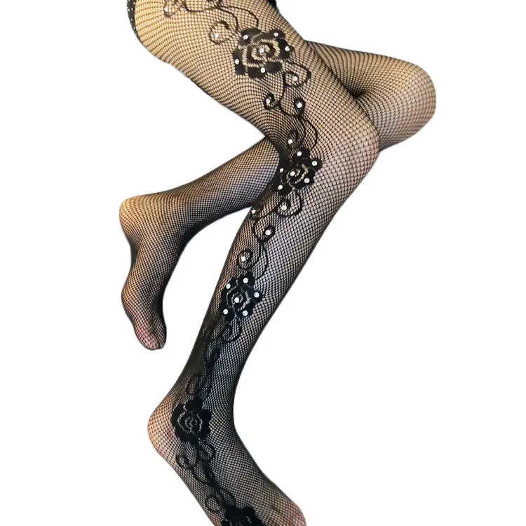 High Quality Night Party Club Bar Sexy Fishnet Stockings with Flower