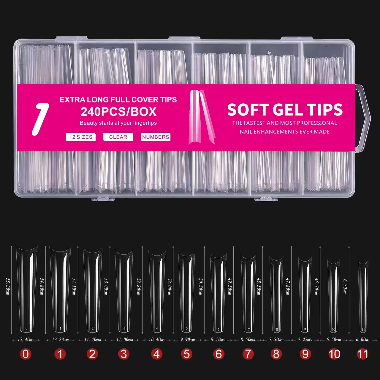 Hot Selling 240pcs/Box Almond Design Soft Gel Nail Tips Natural Clear Square for Acrylic Nails Product