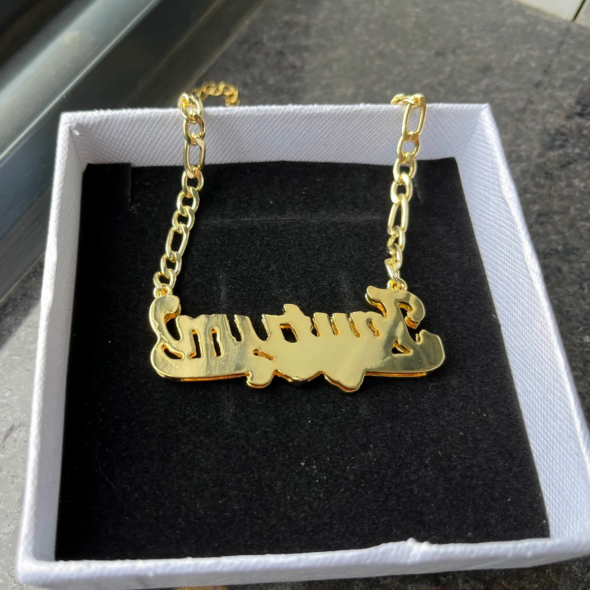 QIUHAN ODM Plated Custom Name Necklace Gold Double Layer Nameplate Brass 3D Pendant Letter Necklace Party Necklace