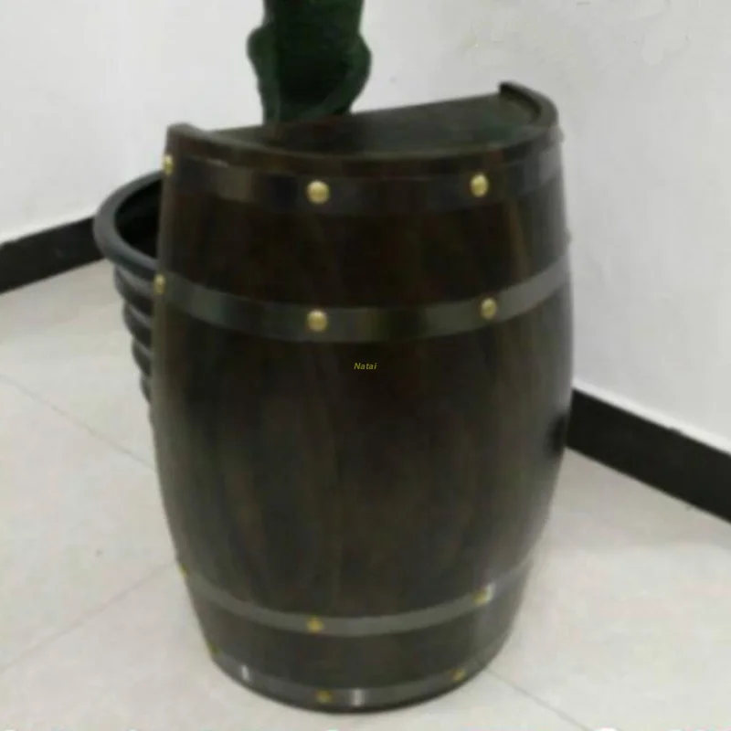 Custom bar decorative bucket cover wall hanging wooden half bucket