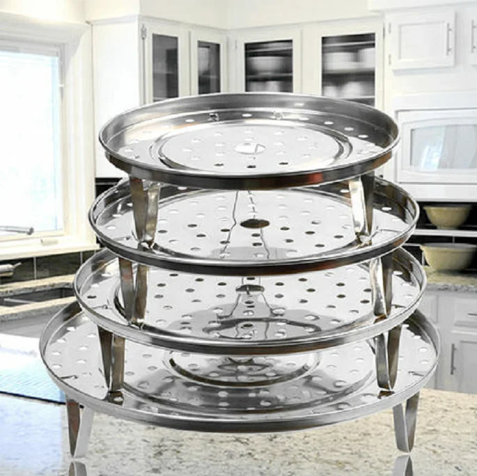  16#Cooker Trivet Stainless Steel Bread Dumplings Dinner Dish Steamer Basket Rack
