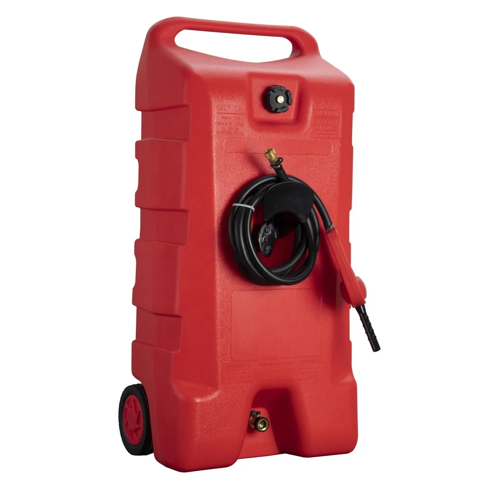 Fuel Caddy, 53L Portable Gas Fuel Tank Container Caddy with LE Fluid Transfer Siphon Pump and 3M Long Hose