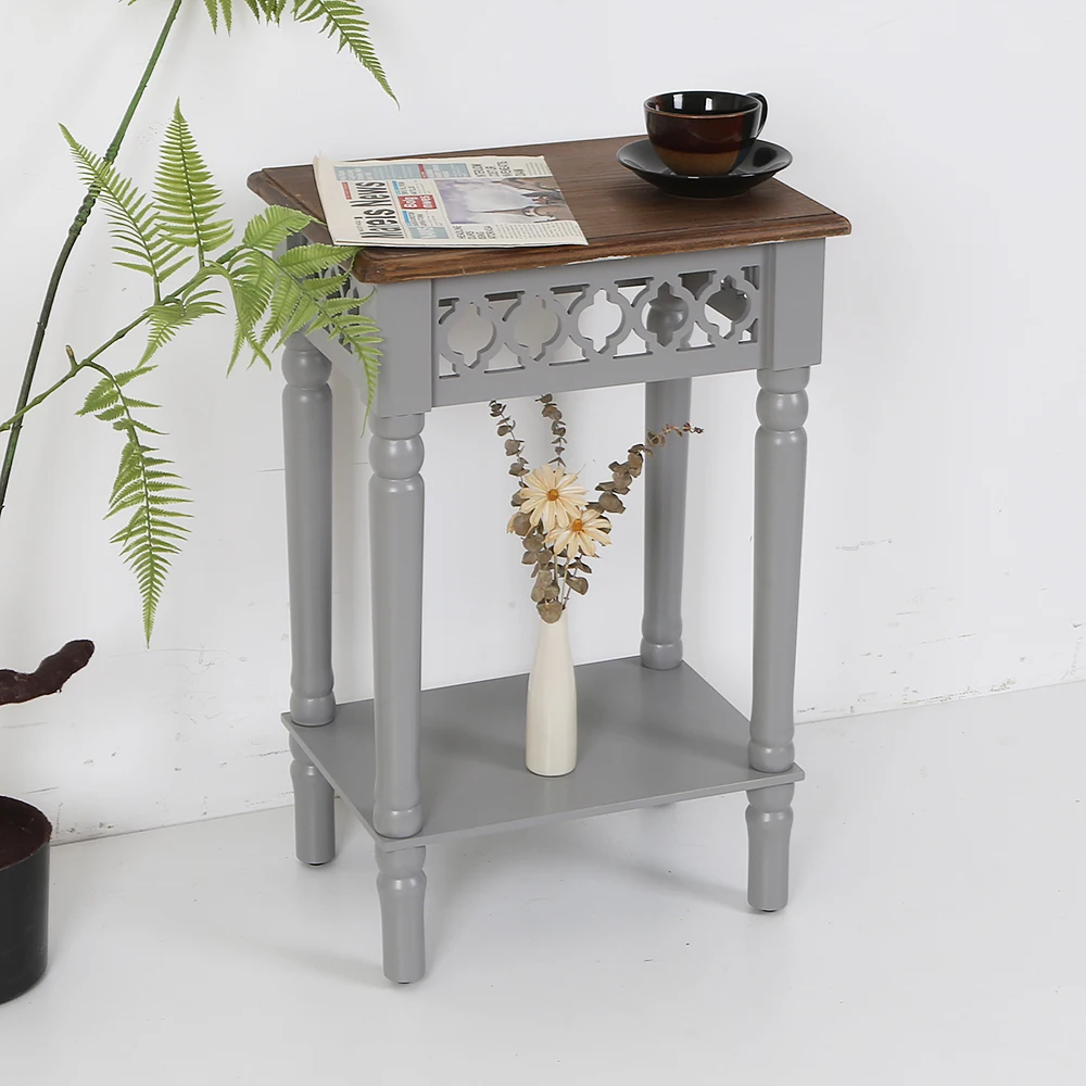 Retro Furniture Hollow Decoration Side Table Porch Table Nightstand Accent Table