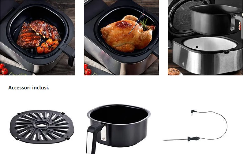 Smokeless Grill Air Fryer 6.5 QT 1700w Electric Smart Indoor Grill with Air Fryer Roast Bake and Dehydrate air fryer grill