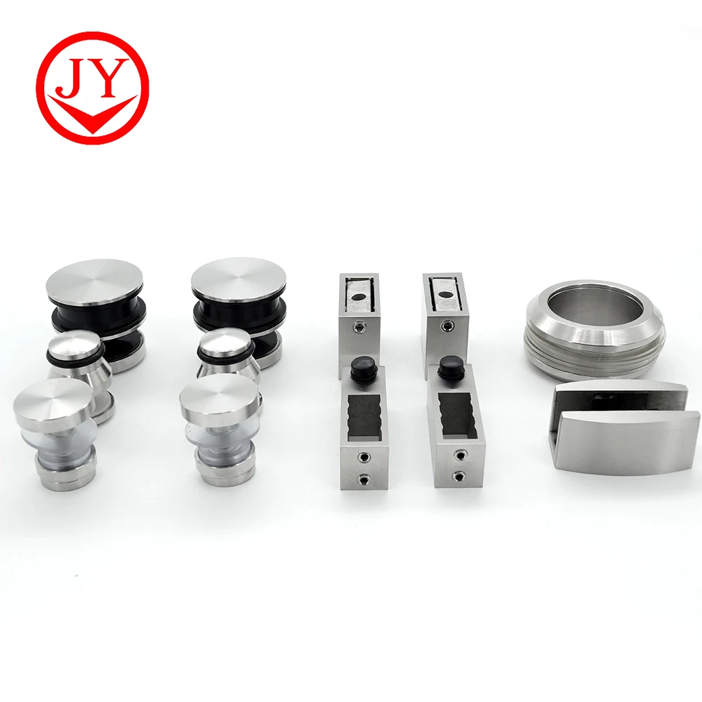 Modern frameless sliding glass door system enclosed shower room hardware