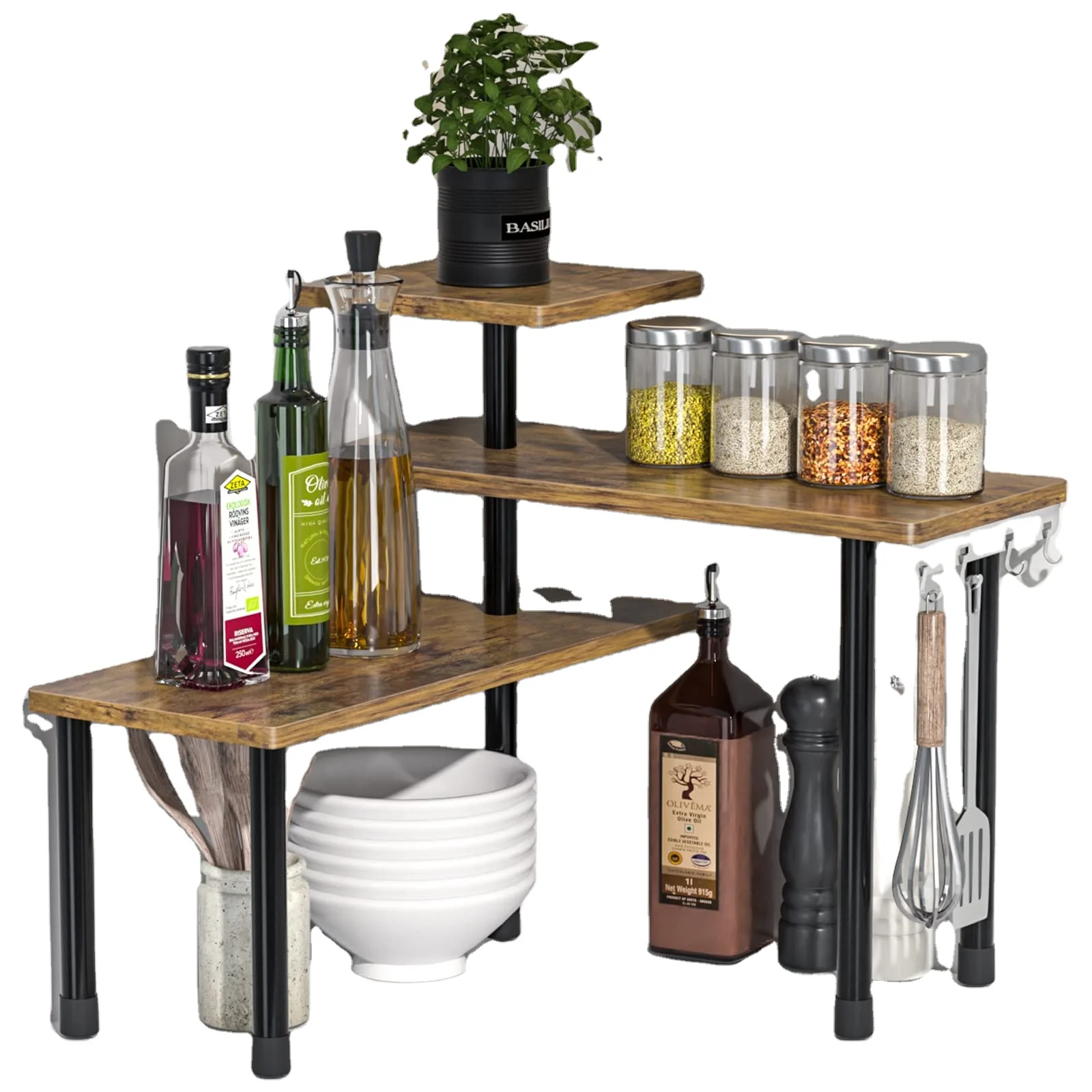 Countertop Organizer 3 Tier Moveable Corner Shelf for Kitchen Bathroom Spice Rack  Coffee Area Over Sink Dresser Ta
