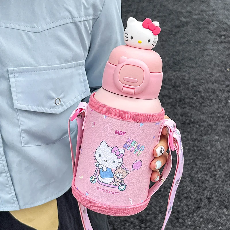 Children Kawaii Cartoon Insulated Thermos Gourde Leak Proof 500ml Vacuum 304 Stainless Steel Pink Blank Hot Water Bottle