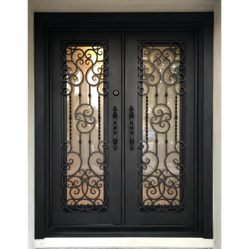 Forged Square Top Galvanized Iron Door Iron Double Front Doors Wrought Iron Door For Entry