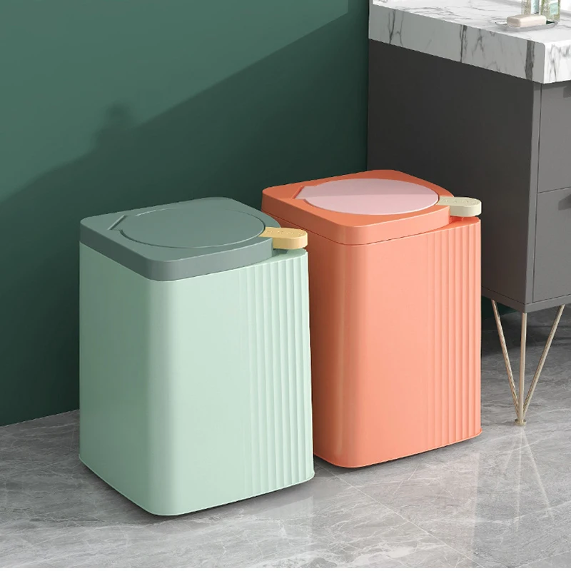 Small-sized trash can domestic bullet-lidded bucket living room toilet garbage can with lidded press-type waste paper basket