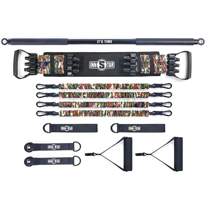 Прямая поставка регулируемые эластичные ленты с штангой универсальные из натурального латекса для домашних тренировок унисекс