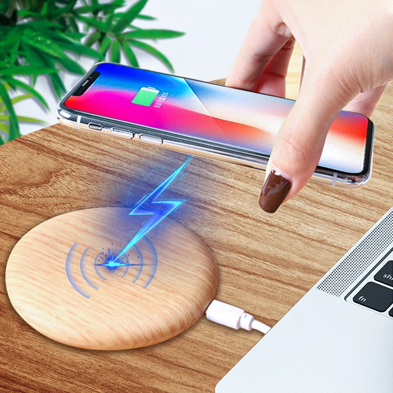 Customized Wireless Phone Charging Station Wood Bamboo Wireless Charger Qi Portable Charger For Iphone Sumsung Huawei