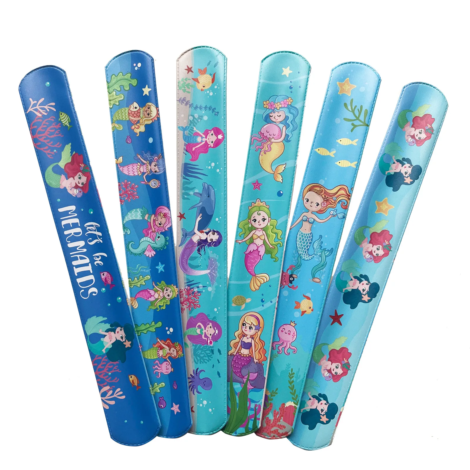 Wholesale Custom Mermaid Slap Bracelets for Kids Girls Snap Bracelet Bands Mermaid Toys Party Gifts