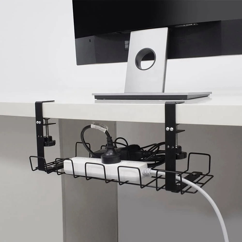 Gudteke No Drill Under Desk Cable Tray Management-Under Standing Desk Organizer Cable Tray for Office and Home