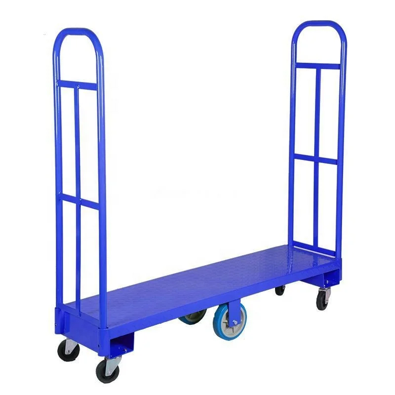 Industrial warehouse heavy duty u-boat platform truck trolley cart with six wheels