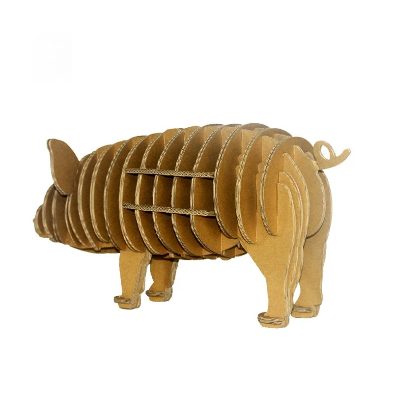 Custom Plain Brown Strong Recycled Corrugated Cardboard 3D Puzzle Animal