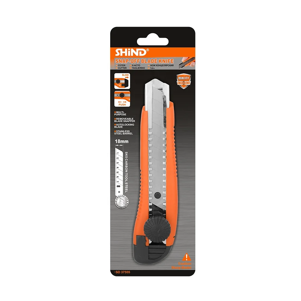 37555 Safety Custom 18mm Steel Blade Utility Knife Cutter Industrial Mini Retractable Utility Knife