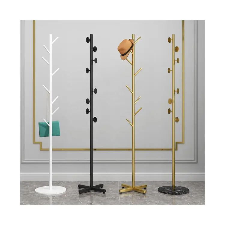 Modern Luxury Clothes Coat Hanger Standing Space Saving Multifunction Metal Hanging Coat Racks With Marble Base