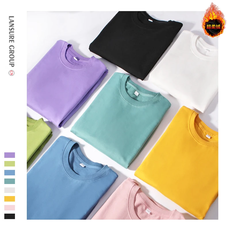Wholesale Custom Plain Cotton Spandex Pullover Crewneck French Terry White Men Sweatshirt Top Hoodies